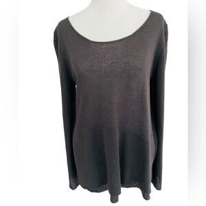 POLES Made in France gray crew neck sweater, rayon polyester, lightweight size L